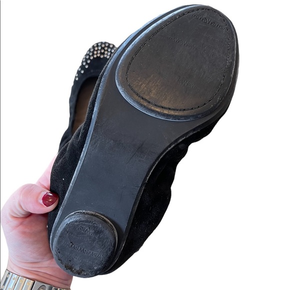 STUART WEITZMAN Black suede ballet slippers with gold beads Size 8.5 - Picture 9 of 10
